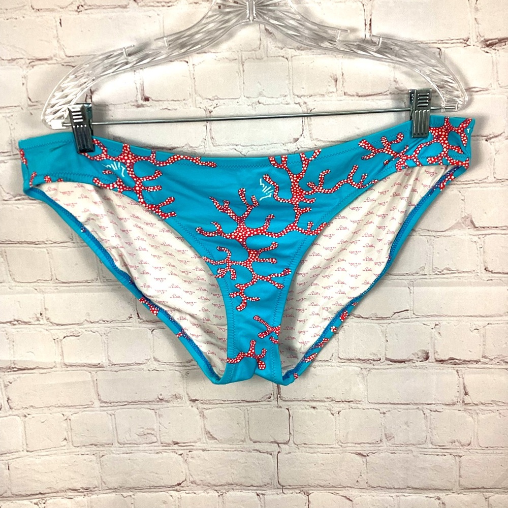 Lilly‎ Pulitzer Coral Reef Bikini Bottom Women’s Size XL Blue Red Lined